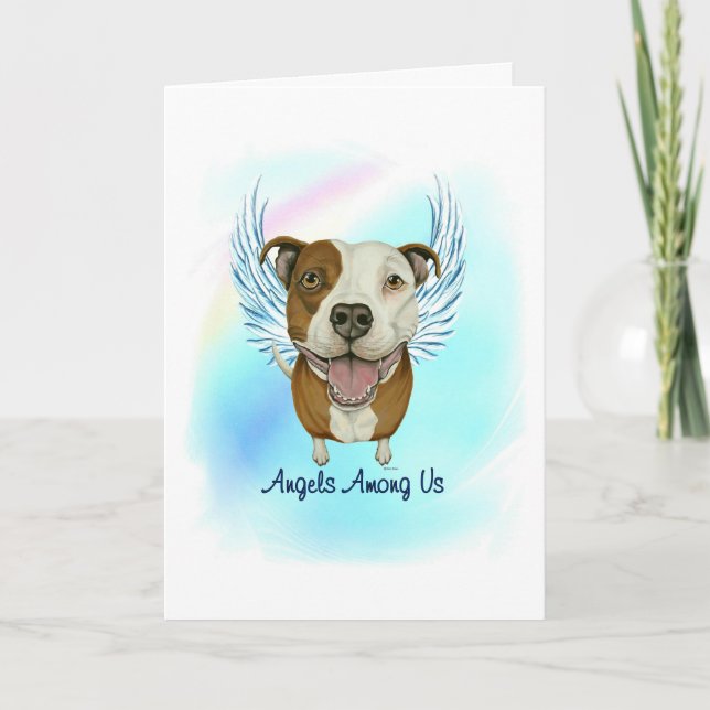 Pitbull Angel Dog Pet Loss Sympathy Card (Front)