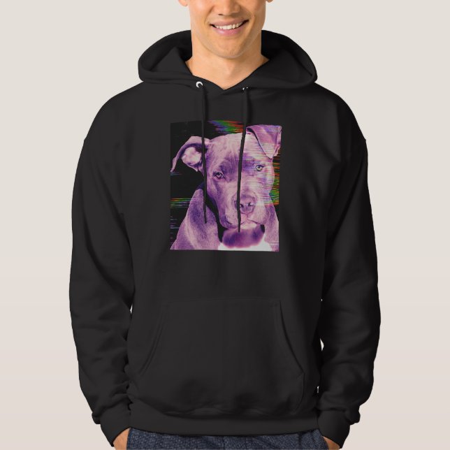 Pitbull Artistic Aesthetic Glitch Hoodie (Front)