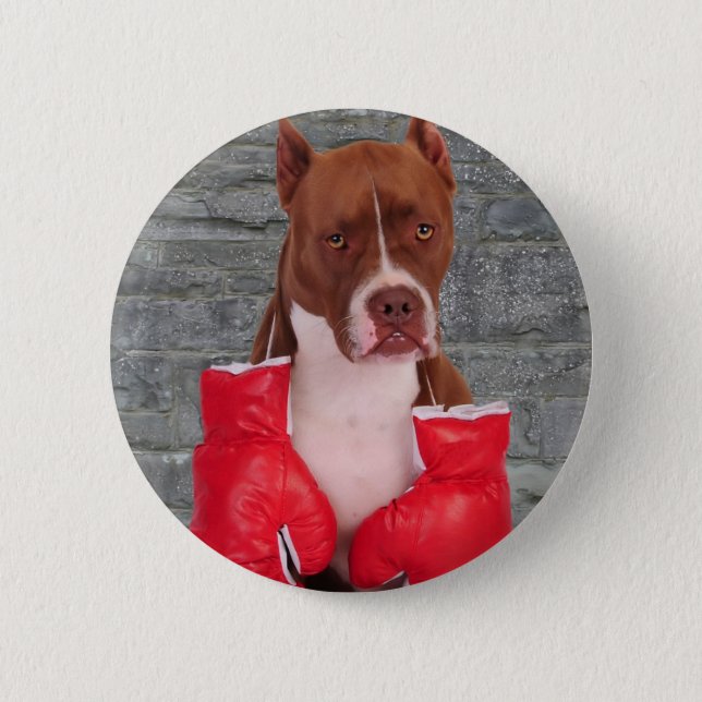 Pitbull Boxer 6 Cm Round Badge (Front)