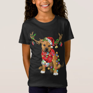 Pitbull boxer mix Gorgeous Reindeer Christmas Ligh T-Shirt