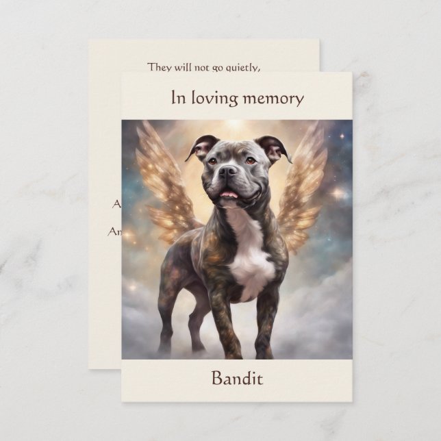 Pitbull Brindle Memorial Poem Custom Name Sympathy Thank You Card (Front/Back)