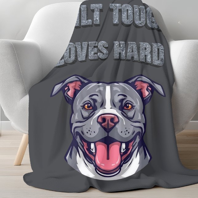 Pitbull Built Tough Loves Hard | Bully Dog Lover Fleece Blanket (Creator Uploaded)