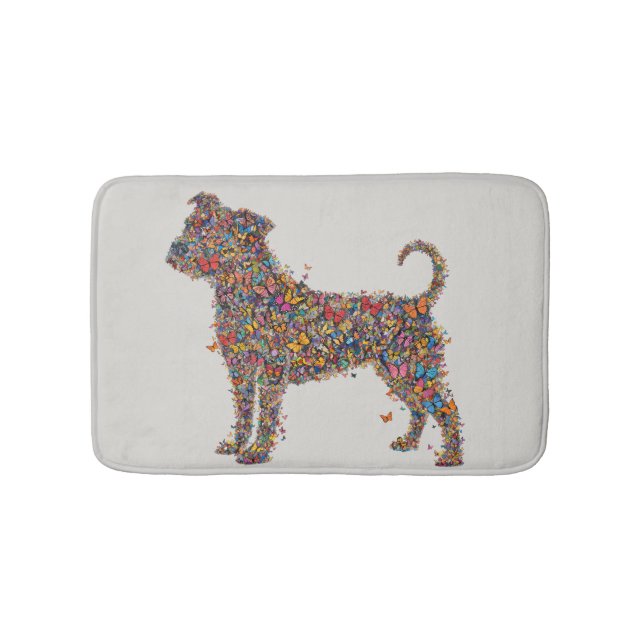 Pitbull Butterfly Silhouette Art | Bully Dog Lover Bath Mat (Front)