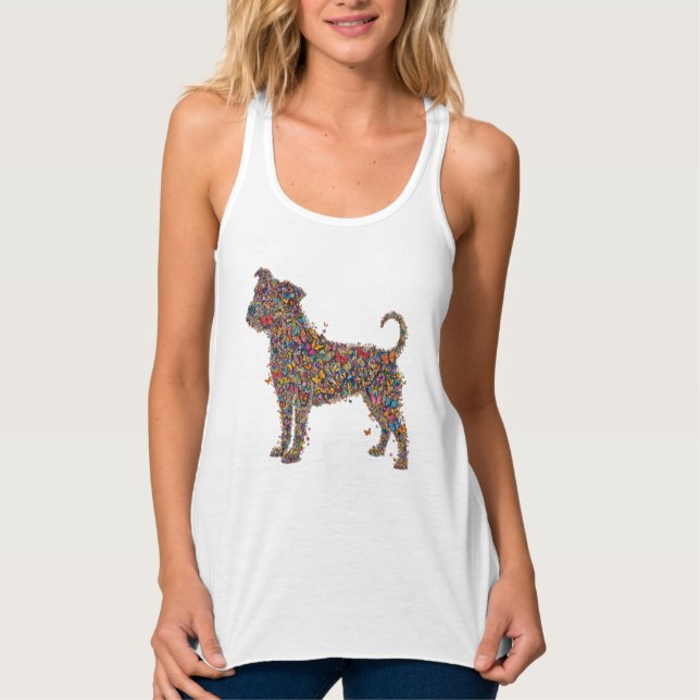 Pitbull Butterfly Silhouette Art | Bully Dog Lover Singlet (Front)