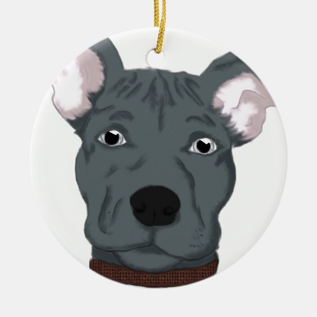 Pitbull Ceramic Tree Decoration (Front)