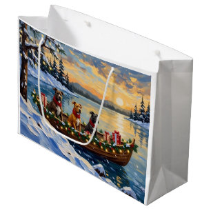Pitbull Christmas Boat Holiday Large Gift Bag
