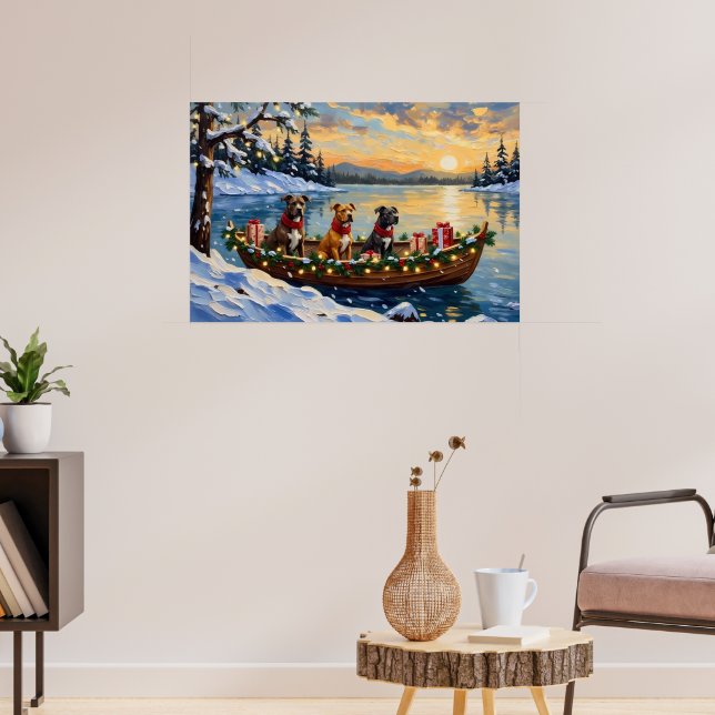 Pitbull Christmas Boat Holiday Poster (Living Room 3)