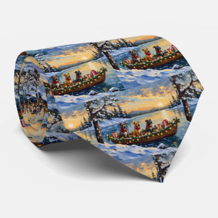 Pitbull Christmas Boat Holiday Tie
