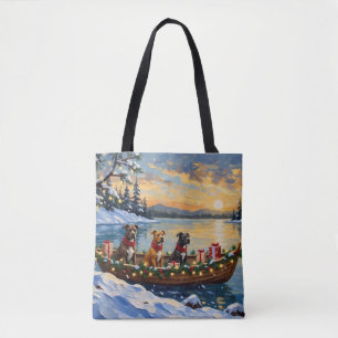 Pitbull Christmas Boat Holiday Tote Bag