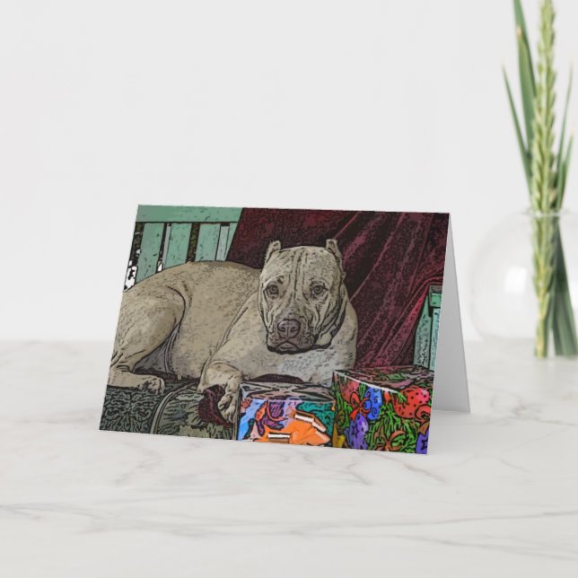 Pitbull Christmas Cards Violet (Front)