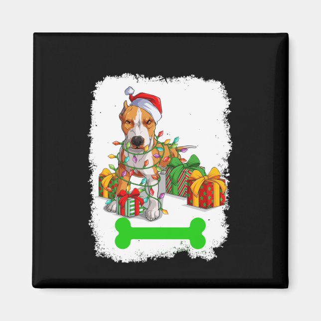 PitBull Christmas Decorations Pajama Santa Hat Magnet (Front)