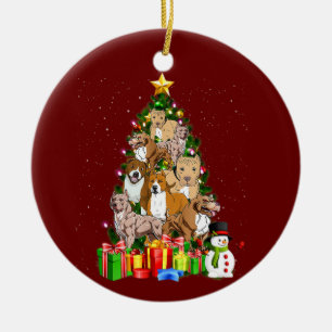 pitbull Christmas Gifts Cute Dog Lovers Ceramic Tree Decoration