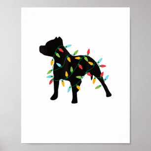 Pitbull Christmas Lights Christmas Gift Dog Lover Poster