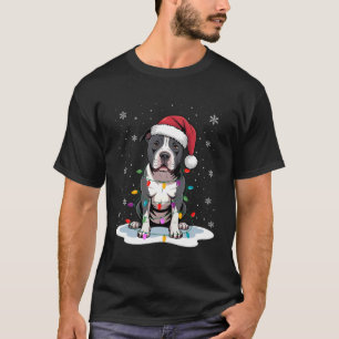 Pitbull Christmas Lights Santa Xmas Pet Dog Lover T-Shirt