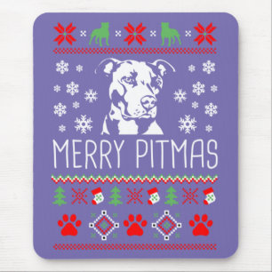 Pitbull Christmas Lovers Merry Pitmas Ugly Christm Mouse Pad
