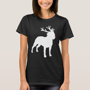 Pitbull Christmas Nosed Reindeer Pitbull Santa Dog T-Shirt