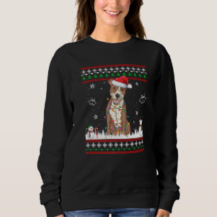 Pitbull Christmas Pajama Santa Hat Tree Light Dog Sweatshirt