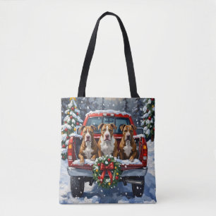 Pitbull Christmas Red Truck Holiday Tote Bag
