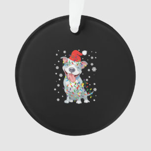 Pitbull Christmas Santa Hat Lights Dog Ornament