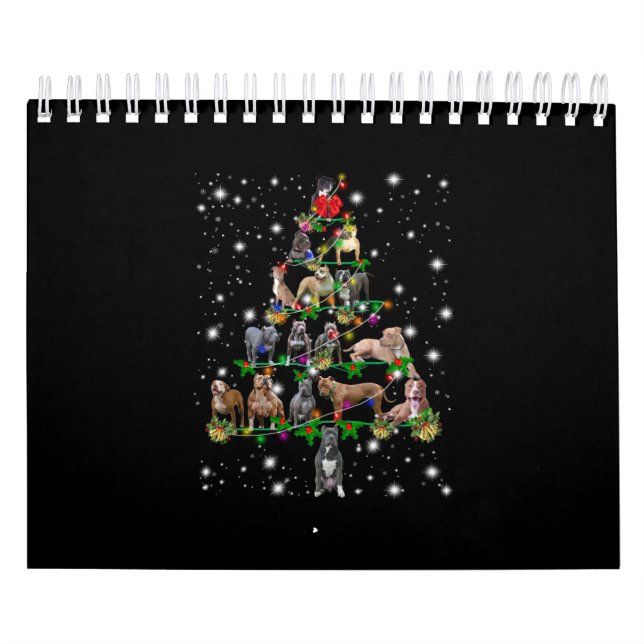 Pitbull Christmas Tree Covered By Flashlight Calendar (Cover)