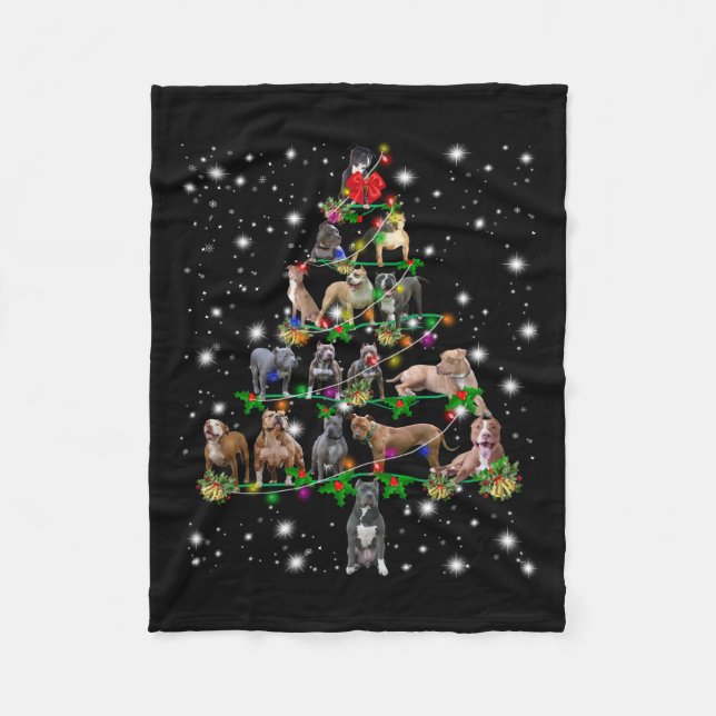 Pitbull Christmas Tree Covered By Flashlight Fleece Blanket (Front)