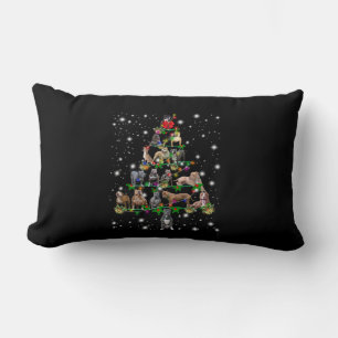 Pitbull Christmas Tree Covered By Flashlight Lumbar Cushion