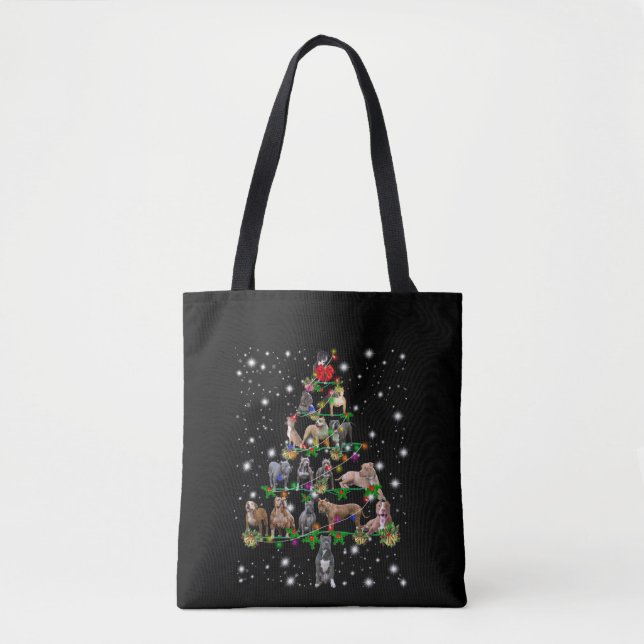 Pitbull Christmas Tree Covered By Flashlight Tote Bag (Front)