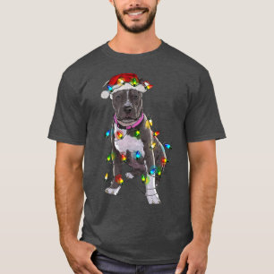 Pitbull Christmas Tree Light Pajama Dog Lover Xmas T-Shirt