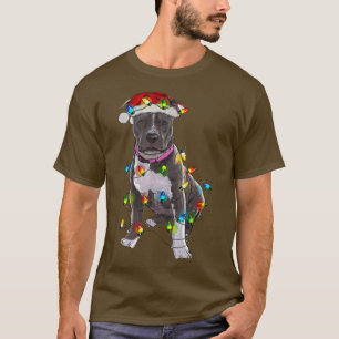 Pitbull Christmas Tree Light Pajama Dog Lover Xmas T-Shirt