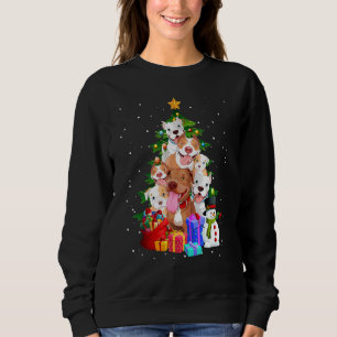 Pitbull Christmas Tree Lights  Dog Sweatshirt