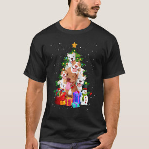 Pitbull Christmas Tree Lights Dog T-Shirt