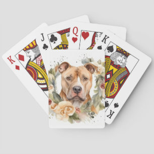 Pitbull Christmas Wreath Festive Pup Playing Cards