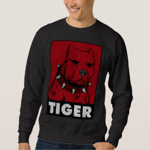 Pitbull Collar Spikes Red Tiger Funny I Love Mum T Sweatshirt