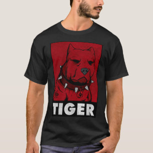 Pitbull Collar Spikes Red Tiger Funny I Love Mum T T-Shirt