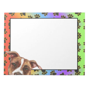 Pitbull colourful dog paw pattern notepad
