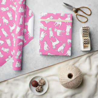 Pitbull Confetti hot pink roll of Wrapping Paper