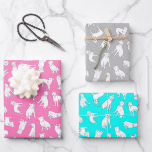 Pitbull Confetti - hot pink, turquoise, grey Wrapping Paper Sheet
