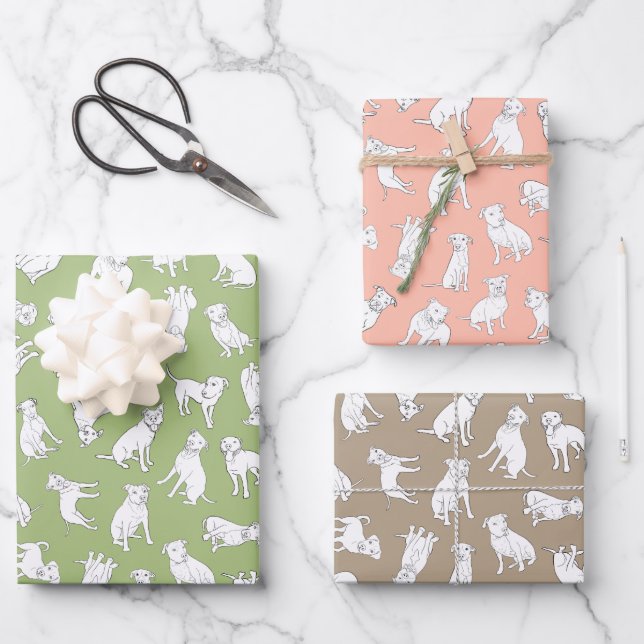 Pitbull Confetti - sage, tan, peach  Wrapping Pape Wrapping Paper Sheet (Front)