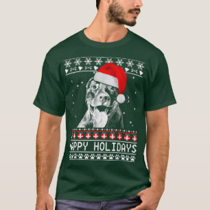 Pitbull Cute Happy Holidays Christmas Dog Lover Xm T-Shirt