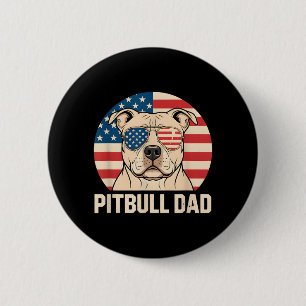Pitbull Dad Aamerican Flag Patriotic Dog Owner 6 Cm Round Badge
