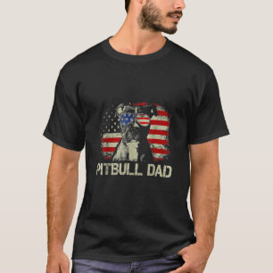 Pitbull Dad America Flag Father Pitbull 1 T-Shirt