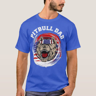 Pitbull Dad American Pit Bull Dog US Flag 4th Of J T-Shirt