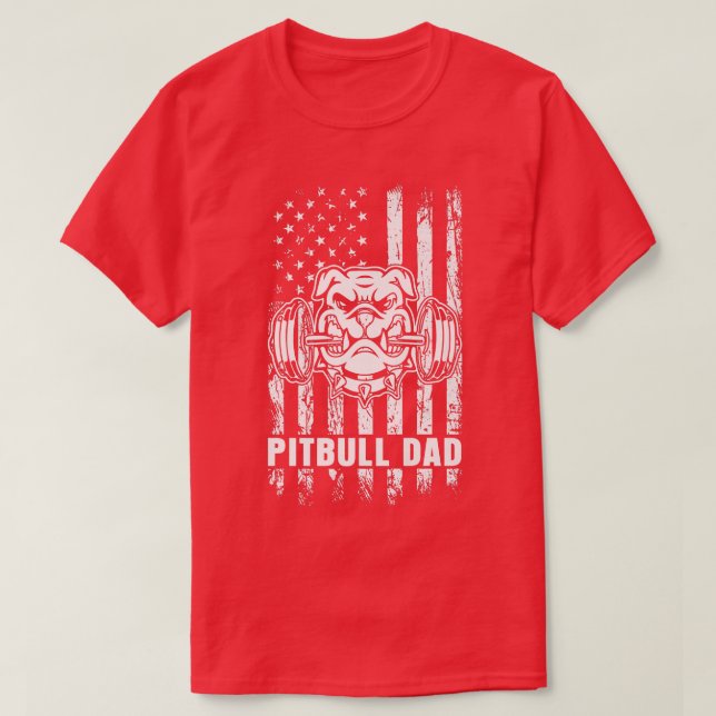 Pitbull Dad American Pit Bull Dog US Flag 4th Of J T-Shirt (Design Front)