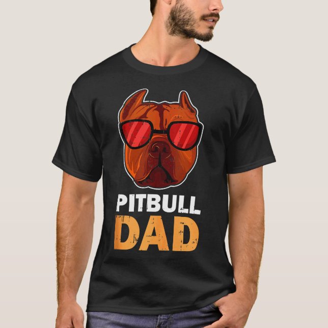 Pitbull Dad Cool Funny Pitbull Dog T-Shirt (Front)