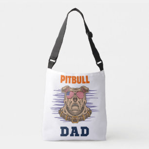 Pitbull Dad Dog Vintage USA American Flag Crossbody Bag