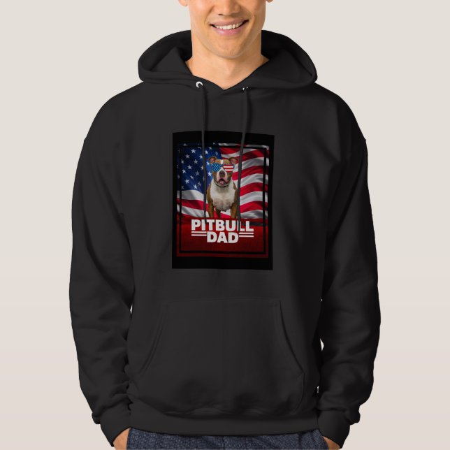 Pitbull dad funny patriotic hoodie (Front)