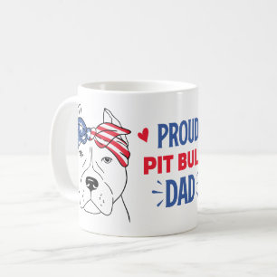 Pitbull Dad Patriotic American Flag Dog Pit Bull Coffee Mug