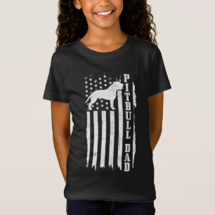 Pitbull Dad Vintage American Flag Patriotic Pitbul T-Shirt