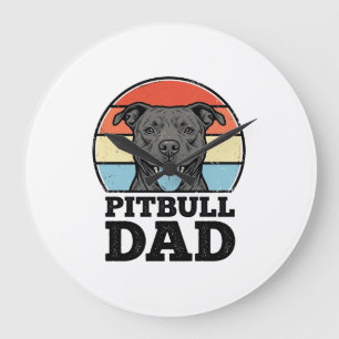 Pitbull Dad Vintage Dog Lover Shirt Design (2)_1 Large Clock