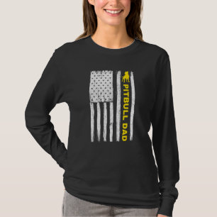 Pitbull Dad Vintage Patriotic with American Flag 1 T-Shirt